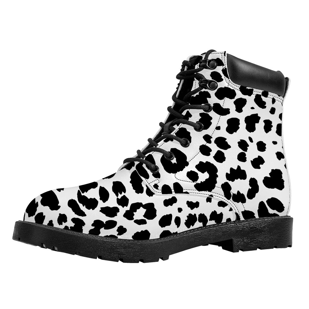 Black And White Jaguar Pattern Print Work Boots