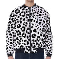 Black And White Jaguar Pattern Print Zip Sleeve Bomber Jacket