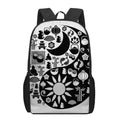 Black And White Japanese Yin Yang Print 17 Inch Backpack