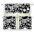 Black And White Japanese Yin Yang Print 3 Piece Kitchen Curtains