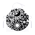 Black And White Japanese Yin Yang Print Adjustable Apron
