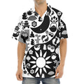 Black And White Japanese Yin Yang Print Aloha Shirt