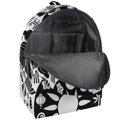 Black And White Japanese Yin Yang Print Backpack