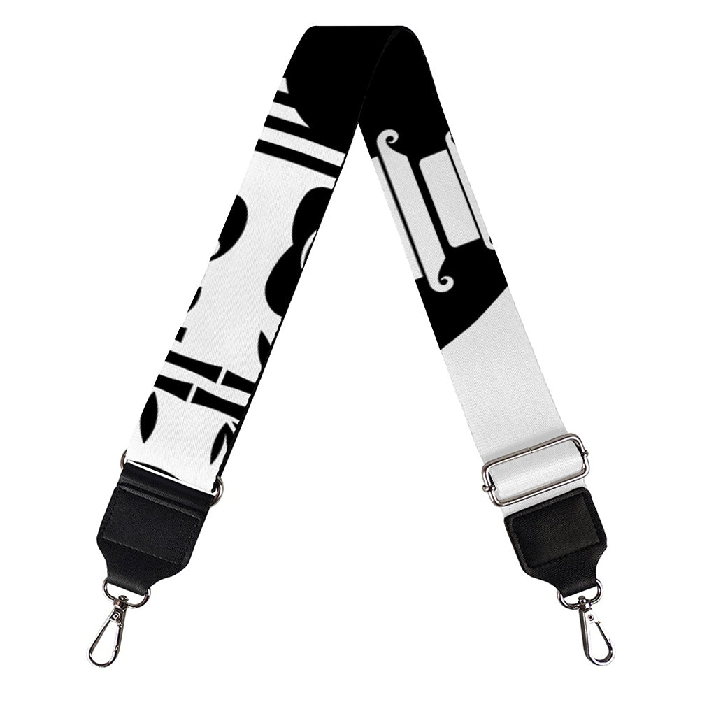 Black And White Japanese Yin Yang Print Bag Strap