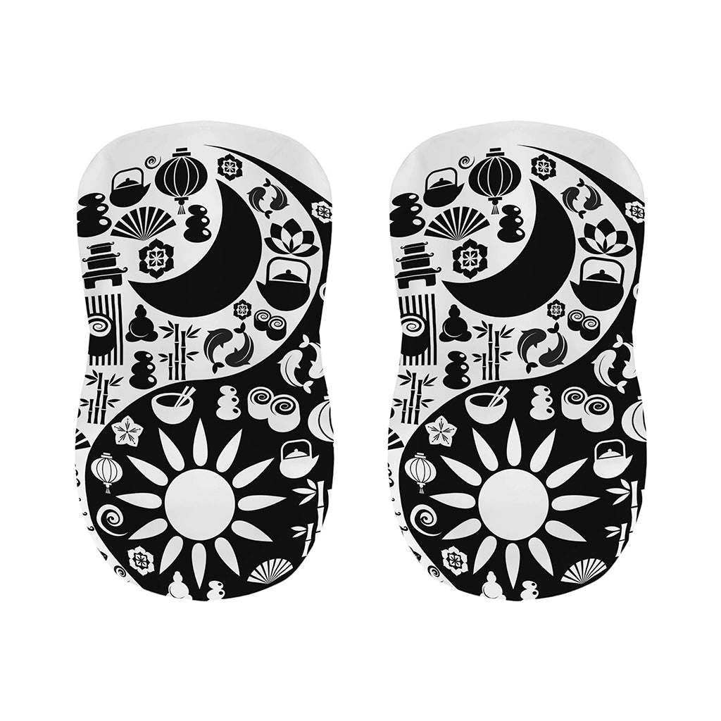 Black And White Japanese Yin Yang Print Bar Stool Covers
