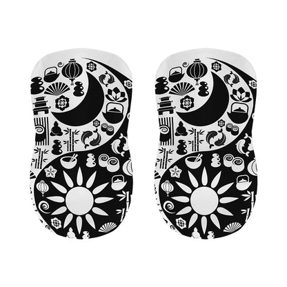 Black And White Japanese Yin Yang Print Bar Stool Covers