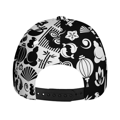 Black And White Japanese Yin Yang Print Baseball Cap