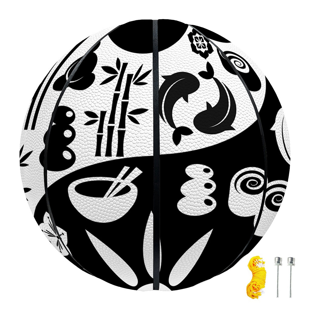 Black And White Japanese Yin Yang Print Basketball