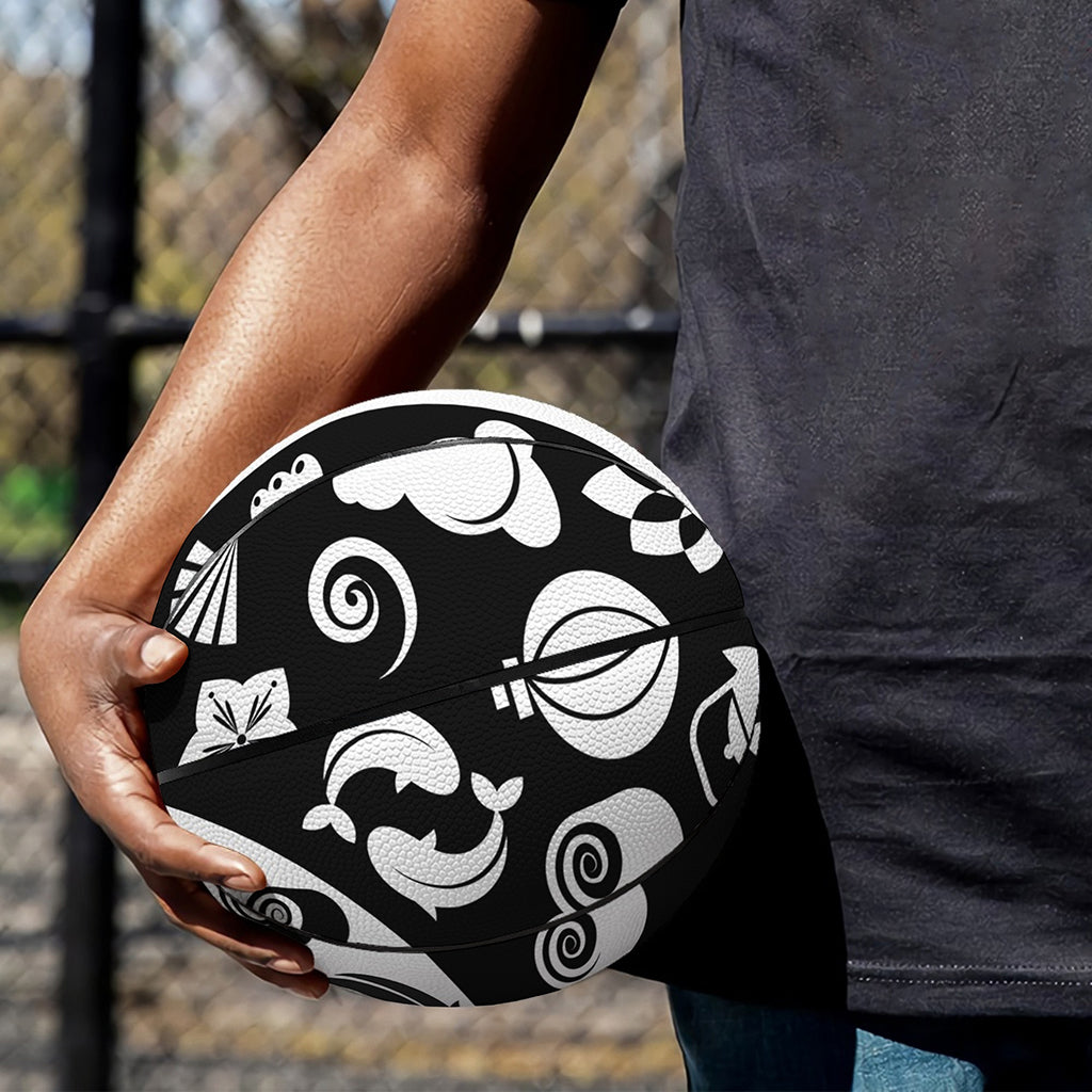 Black And White Japanese Yin Yang Print Basketball