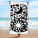 Black And White Japanese Yin Yang Print Beach Towel