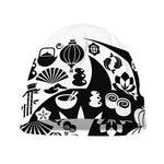 Black And White Japanese Yin Yang Print Beanie