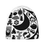 Black And White Japanese Yin Yang Print Beanie