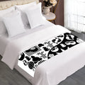 Black And White Japanese Yin Yang Print Bed Runner