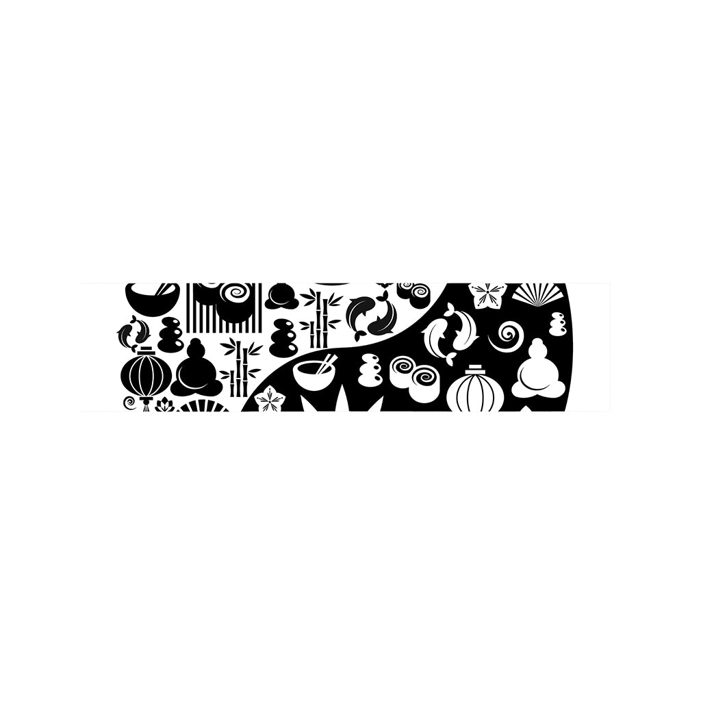Black And White Japanese Yin Yang Print Bed Runner