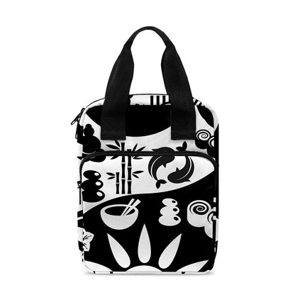 Black And White Japanese Yin Yang Print Bible Tote Bag