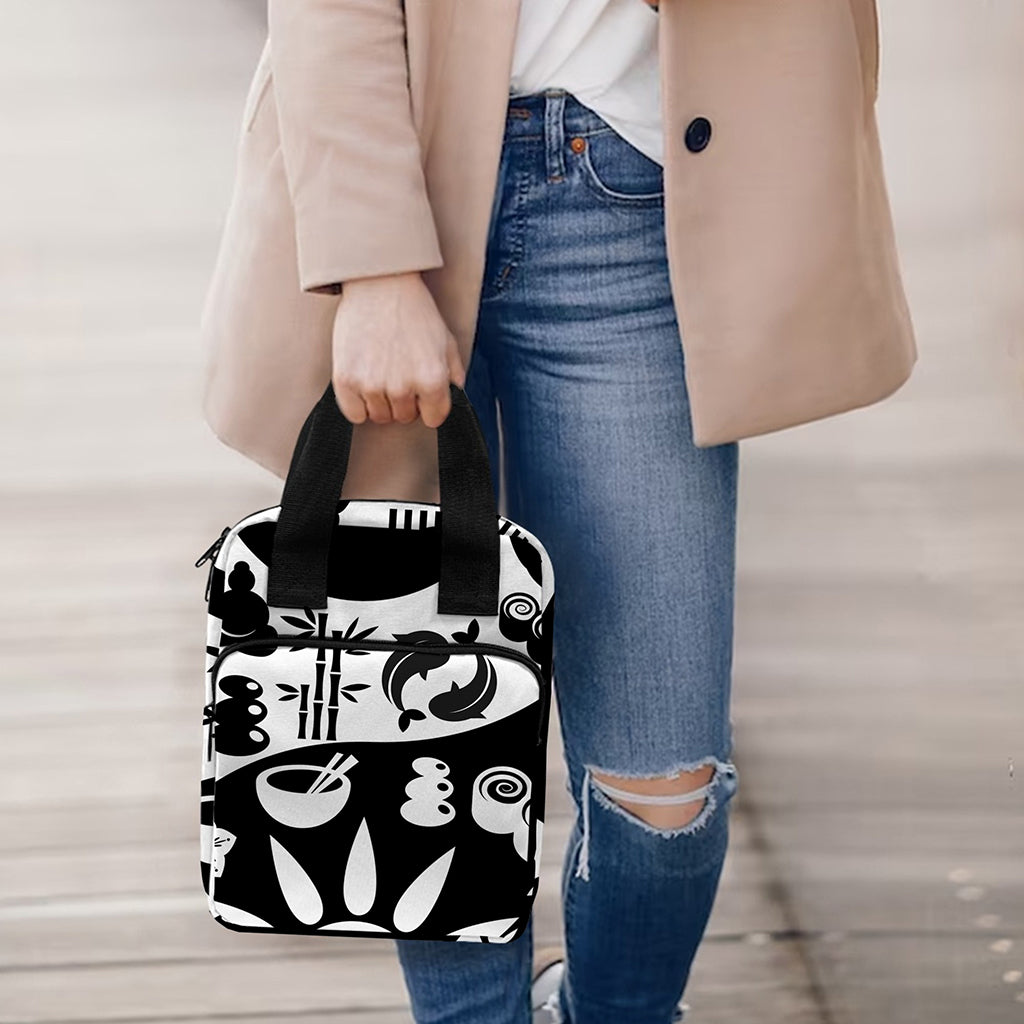 Black And White Japanese Yin Yang Print Bible Tote Bag