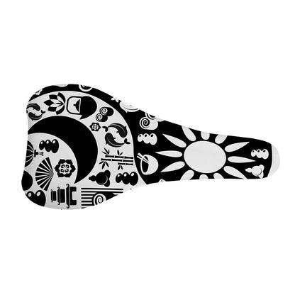 Black And White Japanese Yin Yang Print Bicycle Seat Cover
