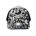 Black And White Japanese Yin Yang Print Black Mesh Trucker Hat