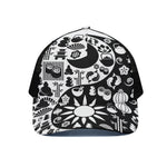 Black And White Japanese Yin Yang Print Black Mesh Trucker Cap