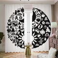 Black And White Japanese Yin Yang Print Dimout Pencil Pleat Curtains