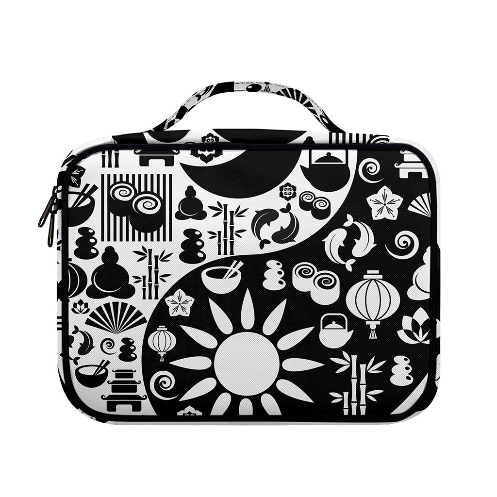 Black And White Japanese Yin Yang Print Briefcase Bible Bag