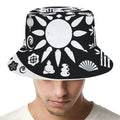 Black And White Japanese Yin Yang Print Bucket Hat