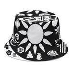 Black And White Japanese Yin Yang Print Bucket Hat