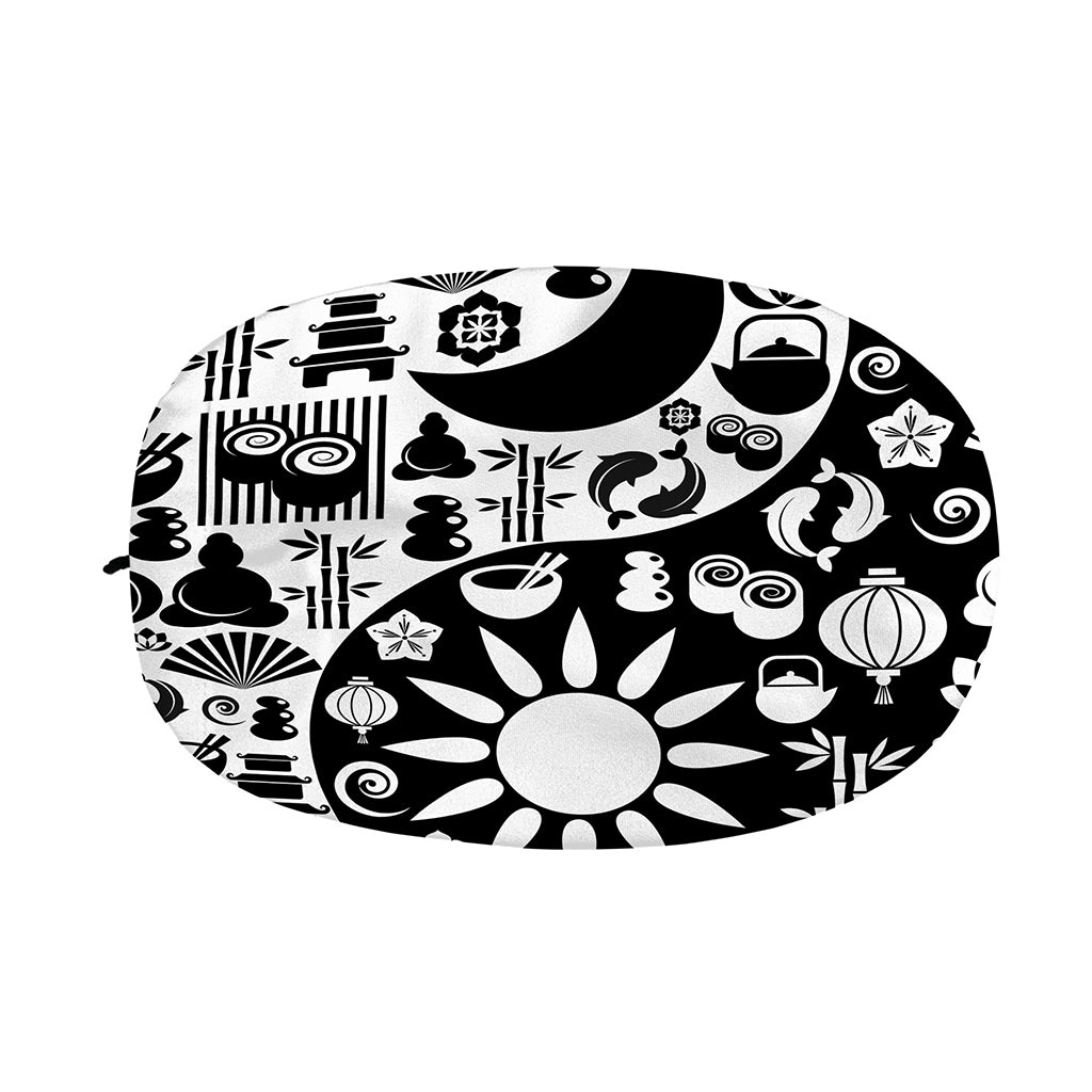Black And White Japanese Yin Yang Print Car Side Mirror Covers