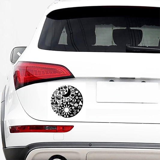 Black And White Japanese Yin Yang Print Car Sticker