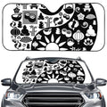 Black And White Japanese Yin Yang Print Car Windshield Sun Shade