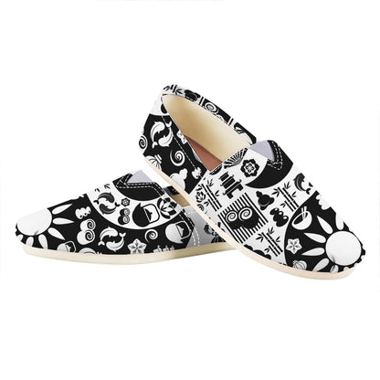 Black And White Japanese Yin Yang Print Casual Shoes