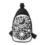 Black And White Japanese Yin Yang Print Chest Bag