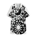 Black And White Japanese Yin Yang Print Cotton Hawaiian Shirt