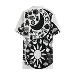 Black And White Japanese Yin Yang Print Cotton Hawaiian Shirt