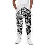Black And White Japanese Yin Yang Print Cotton Pants