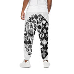Black And White Japanese Yin Yang Print Cotton Pants