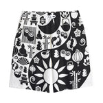 Black And White Japanese Yin Yang Print Cotton Shorts