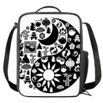 Black And White Japanese Yin Yang Print Crossbody Lunch Bag