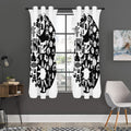 Black And White Japanese Yin Yang Print Grommet Curtain Panels