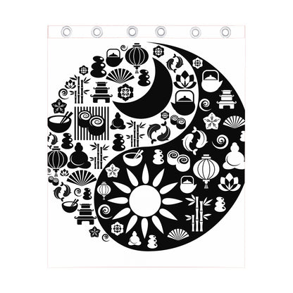 Black And White Japanese Yin Yang Print Curtain