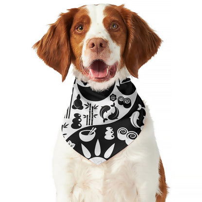 Black And White Japanese Yin Yang Print Dog Bandana