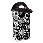 Black And White Japanese Yin Yang Print Double Neoprene Wine Tote