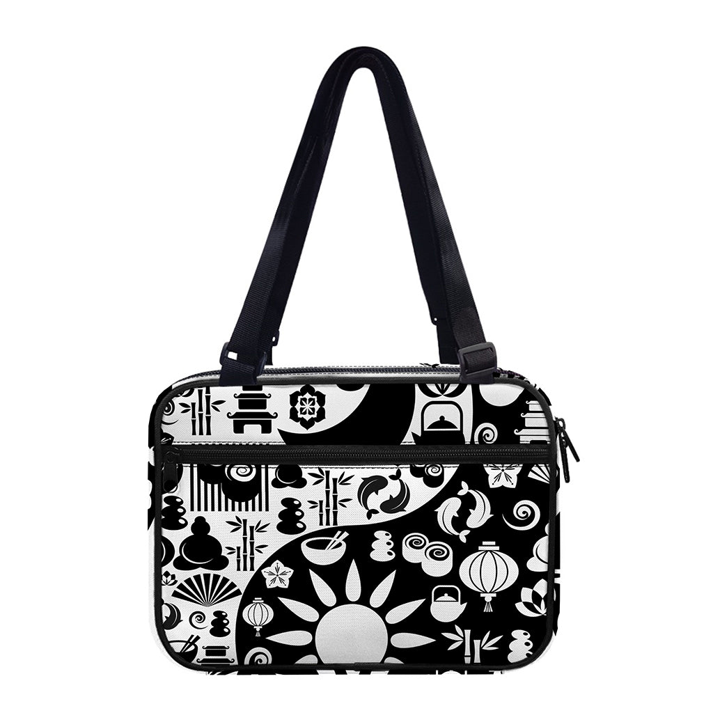 Black And White Japanese Yin Yang Print Double Strap Bible Bag