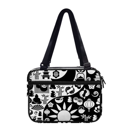 Black And White Japanese Yin Yang Print Double Strap Bible Bag