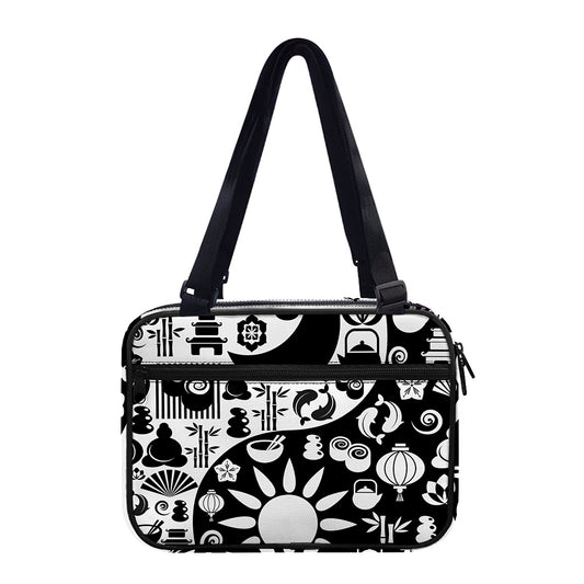 Black And White Japanese Yin Yang Print Double Strap Bible Bag