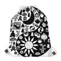 Black And White Japanese Yin Yang Print Drawstring Bag