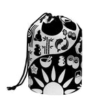 Black And White Japanese Yin Yang Print Drawstring Makeup Bag