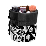 Black And White Japanese Yin Yang Print Drawstring Makeup Bag