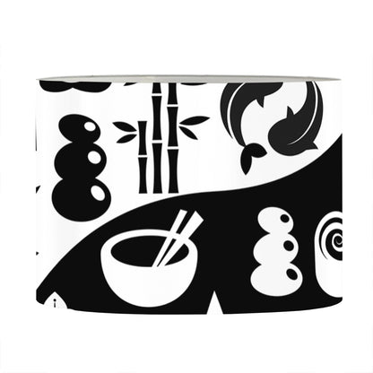 Black And White Japanese Yin Yang Print Drum Lamp Shade
