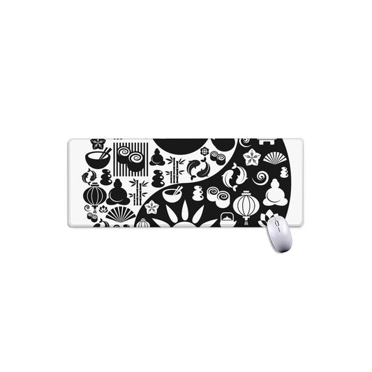 Black And White Japanese Yin Yang Print Extended Mouse Pad